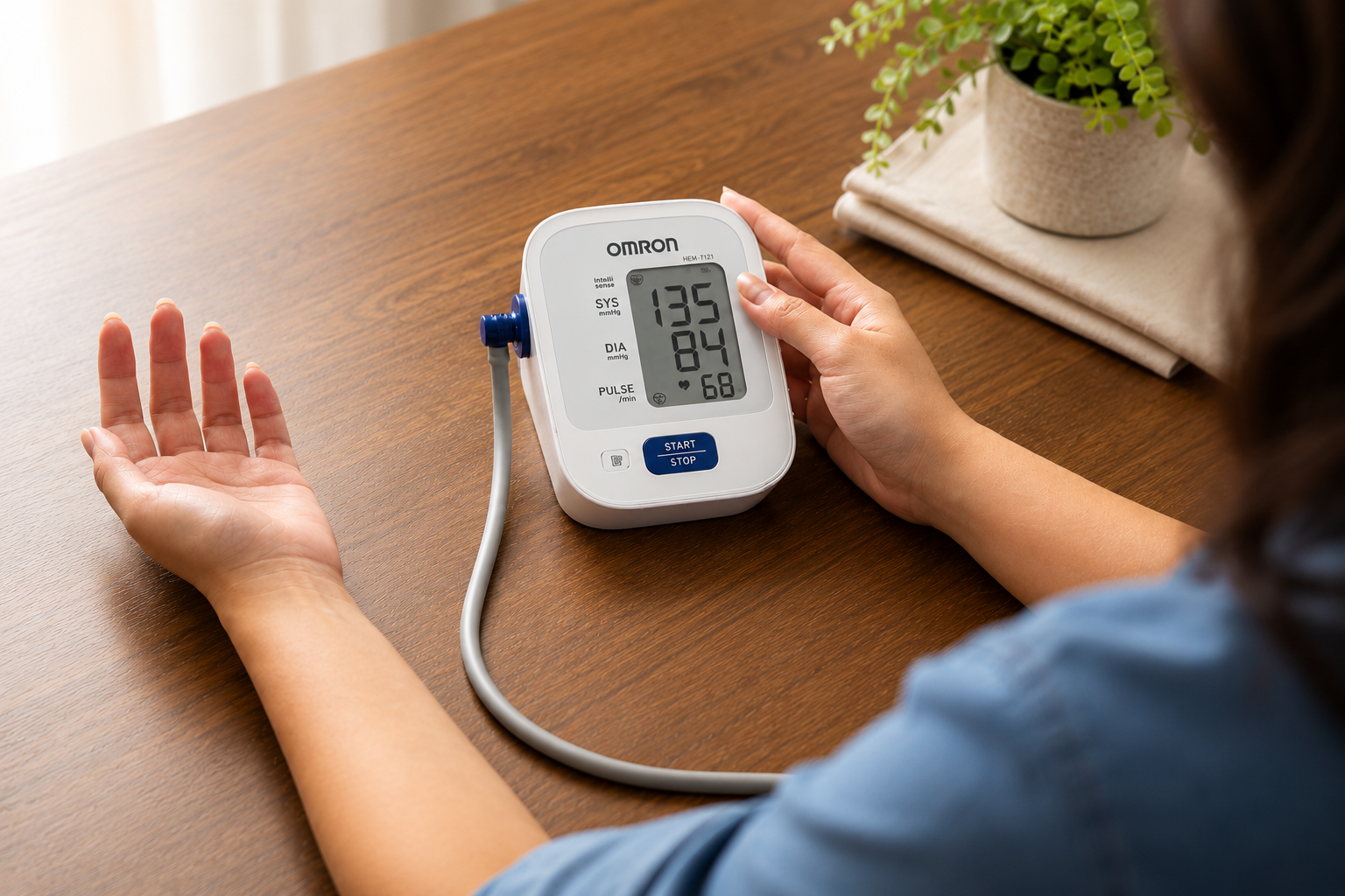 Home blood pressure monitor on a table in the Philippines